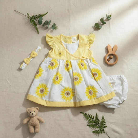 New with tag baby girl dress set with matching headband size 6 9 months - Picture 1 of 3